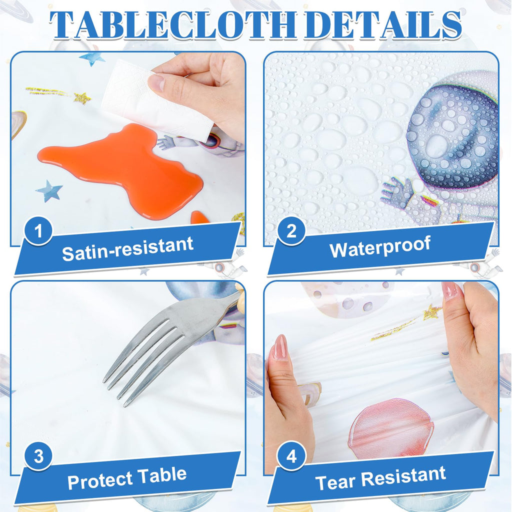 NatNarr 3-Pack First Trip Around The Sun Space Tablecloths — 54x108 in Waterproof