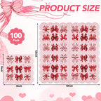 NatNarr 100 Pcs Valentines Napkins — Scalloped Pink & Red Bow Cocktail Napkins for Weddings & Parties
