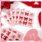 NatNarr 100 Pcs Valentines Napkins — Scalloped Pink & Red Bow Cocktail Napkins for Weddings & Parties