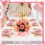 NatNarr 100 Pcs Valentines Napkins — Scalloped Pink & Red Bow Cocktail Napkins for Weddings & Parties