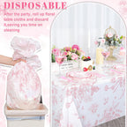 NatNarr 3 Pack Pink Floral Tablecloths – 54x108 in Disposable Vintage Table Cover