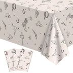NatNarr 3-Pack Western Cowboy Tablecloths 54x108 in – Waterproof, Disposable Rodeo Decor