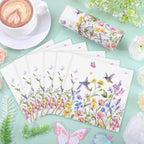 NatNarr 100 Pcs Wildflower Napkins – 2-Ply Floral Cocktail Napkins