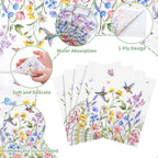 NatNarr 100 Pcs Wildflower Napkins – 2-Ply Floral Cocktail Napkins