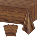 NatNarr 3 Pack Wood Grain Tablecloths | 54 x 108 in Disposable Rustic Rectangular Covers