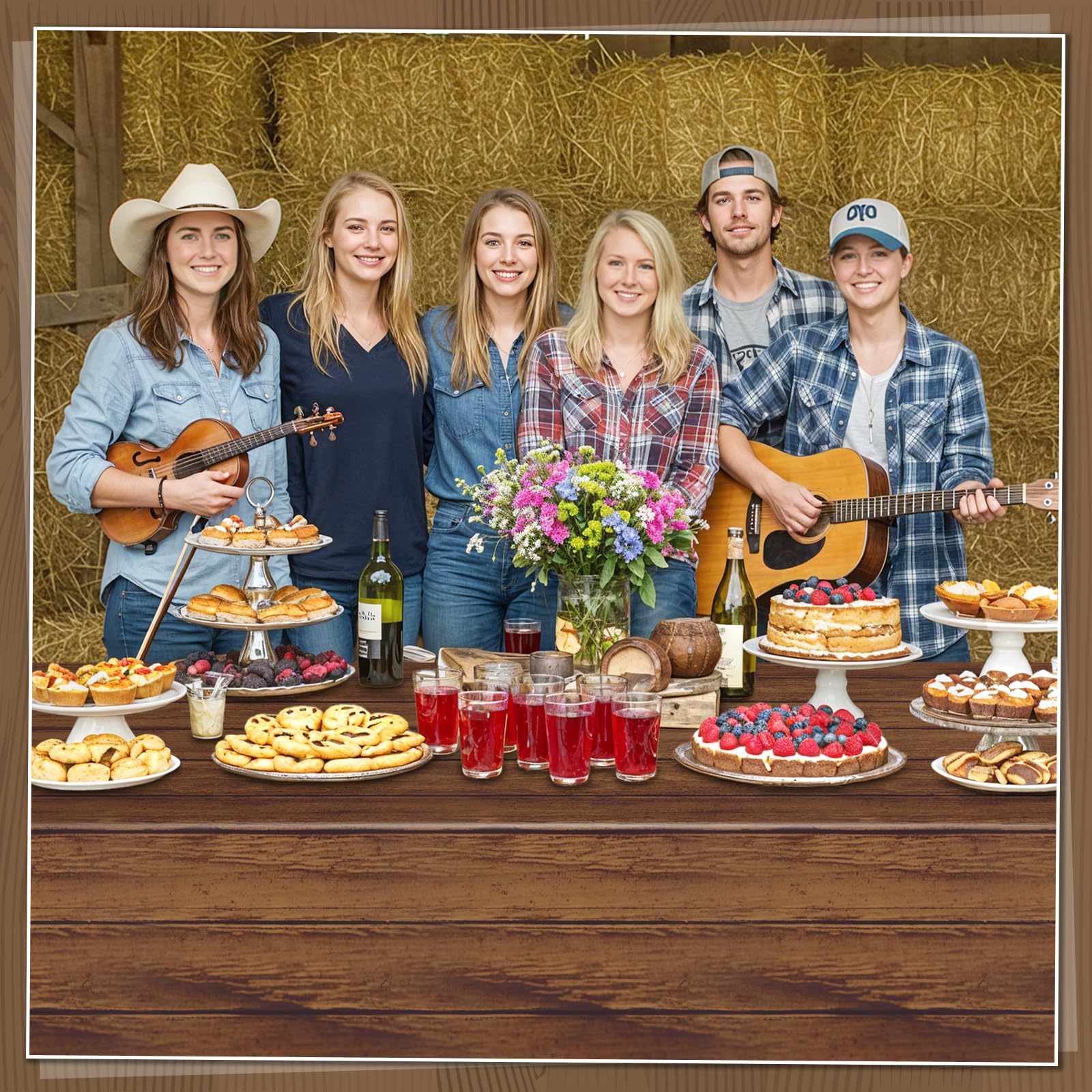 NatNarr 3 Pack Wood Grain Tablecloths | 54 x 108 in Disposable Rustic Rectangular Covers