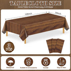 NatNarr 3 Pack Wood Grain Tablecloths | 54 x 108 in Disposable Rustic Rectangular Covers