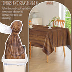 NatNarr 3 Pack Wood Grain Tablecloths | 54 x 108 in Disposable Rustic Rectangular Covers