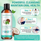 Coconut Pulling Oil (8 Oz) – Mint Mouthwash, Tongue Scraper, Alcohol Free