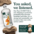Natural Force Organic Pure C8 MCT Oil – 32 oz Glass Bottle | Keto, Paleo, Kosher, Vegan