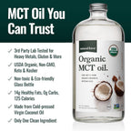 Natural Force Organic MCT Oil – Pure Glass Bottle, 100% Virgin Coconut Oil, Keto, Paleo, Kosher & Vegan