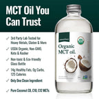Natural Force Organic MCT Oil – Pure Glass Bottle, 100% Virgin Coconut Oil, Keto, Paleo, Kosher & Vegan
