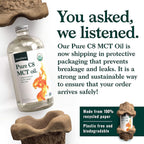 Natural Force Organic Pure C8 MCT Oil – 32 oz Glass Bottle | Keto, Paleo, Kosher, Vegan