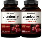 NatureBell Cranberry Pills 2 Pack – 36,000mg Extract, Acerola | Organic, Sugar Free