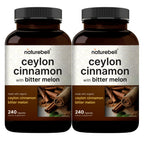 NatureBell 2 Pack Ceylon Cinnamon 9000mg Per Serving + Organic Bitter Melon – 480 Capsules | Non-GMO, Gluten Free
