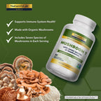 Nature's Lab Mushroom 7 Organic Blend – Immune Support, Cell Function & Endurance (90 Capsules) Pack of 2