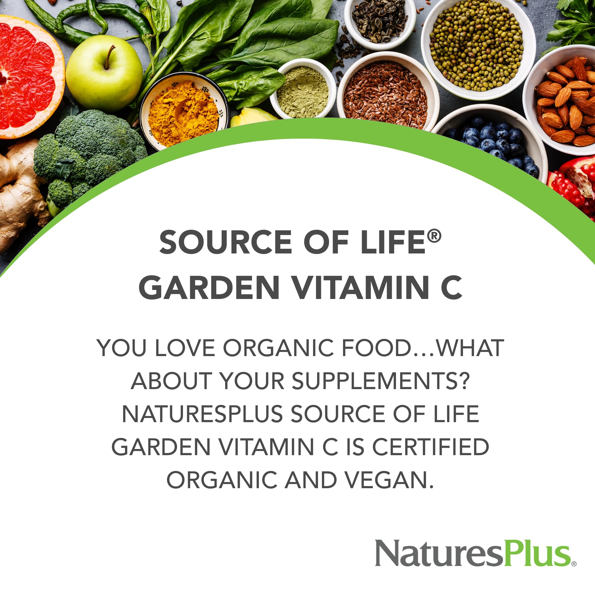 NaturesPlus Source of Life Garden Bio Vitamin C 500 mg – 60 vegane Kapseln