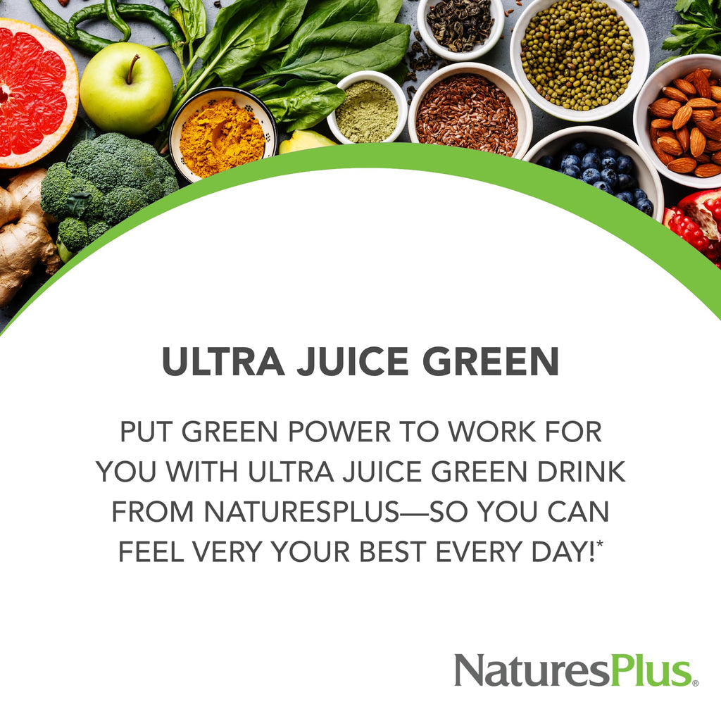 NaturesPlus Ultra Juice Green Powder – Organic Greens, 60 Servings