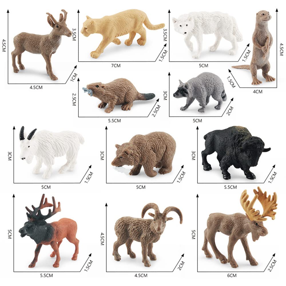 NatureMan North American Animals Set – 12 Mini PVC Figurines for Play, Education & Cake Toppers