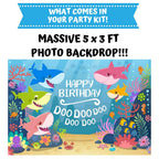 NBC Customs Shark Party Supplies Set — 124-Piece Birthday Decorations Kit for 20 Guests