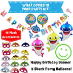 NBC Customs Shark Party Supplies Set — 124-Piece Birthday Decorations Kit for 20 Guests