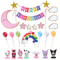 NBHUZEHUA 7pc Cute Anime Cake Toppers – Rainbow Birthday Decoration Set