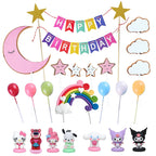 NBHUZEHUA 7pc Cute Anime Cake Toppers – Rainbow Birthday Decoration Set