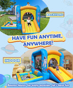 NBSPORT 6-in-1 Space-Themed Inflatable Bounce House with Blower for Kids 3-6