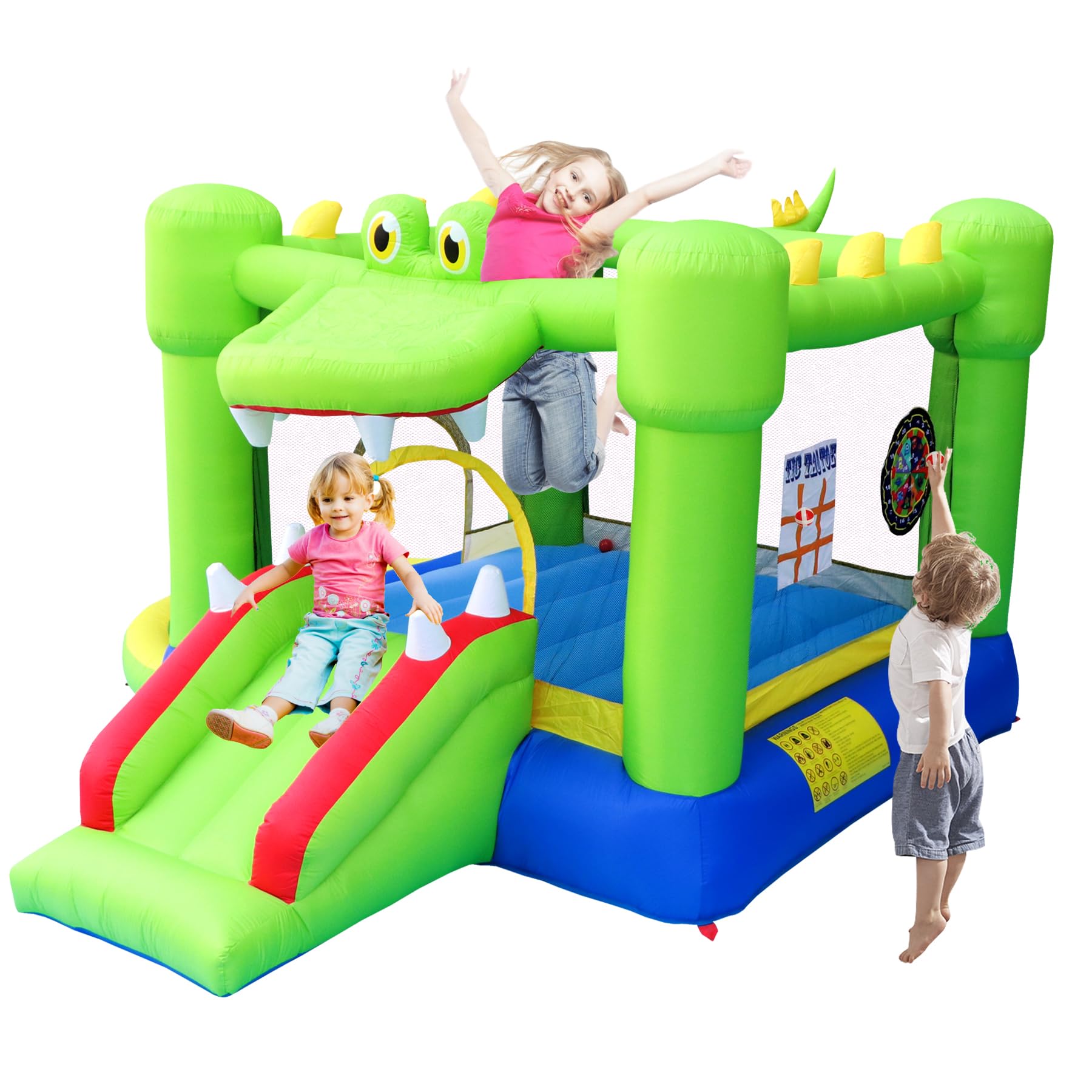 NC Inflatable Bounce House with Slide, Ball Pit & Dart Target – 2 Kids
