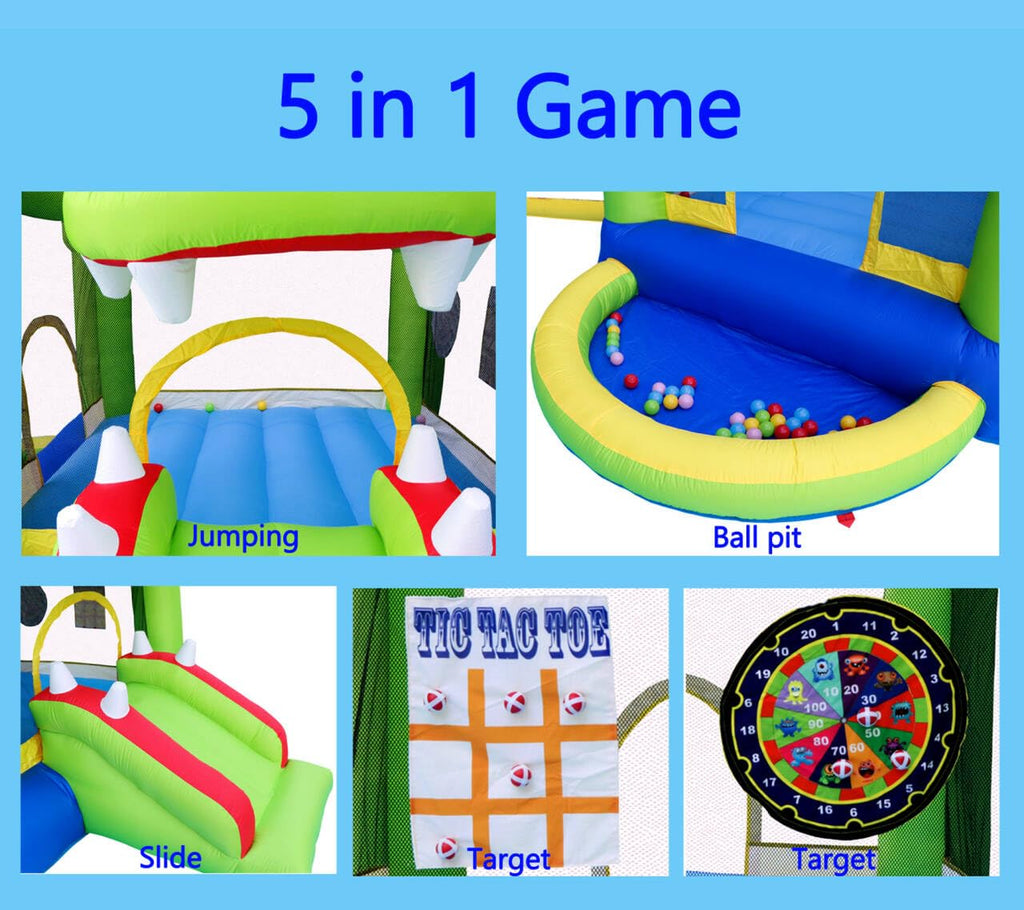 NC Inflatable Bounce House with Slide, Ball Pit & Dart Target – 2 Kids