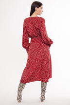 Louche Neelia Sprig Midi Dress - Burgundy (1)