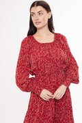 Louche Neelia Sprig Midi Dress - Burgundy (1)