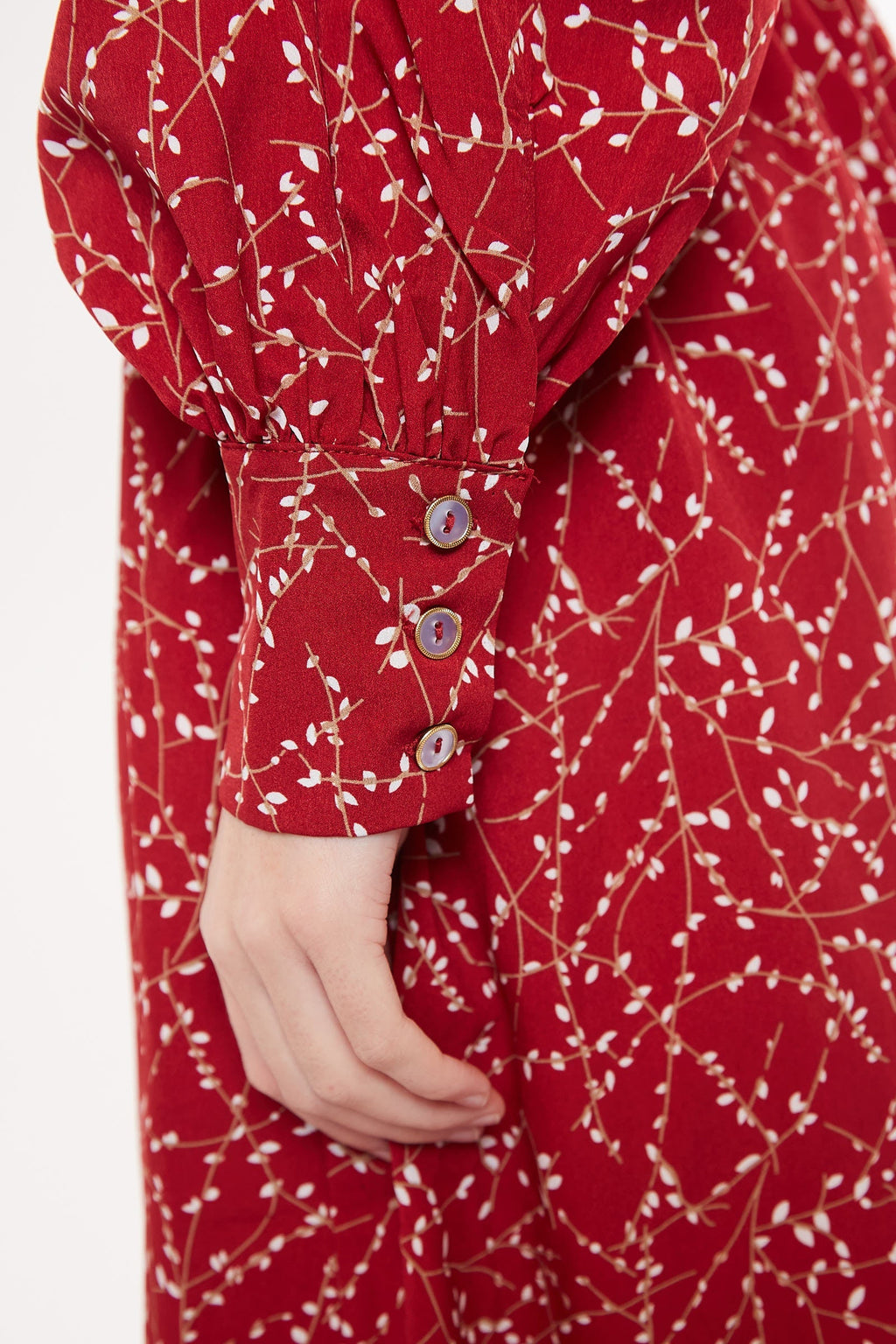 Louche Neelia Sprig Midi Dress - Burgundy (1)