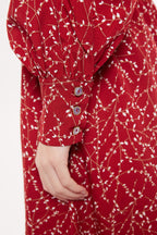 Louche Neelia Sprig Midi Dress - Burgundy (1)