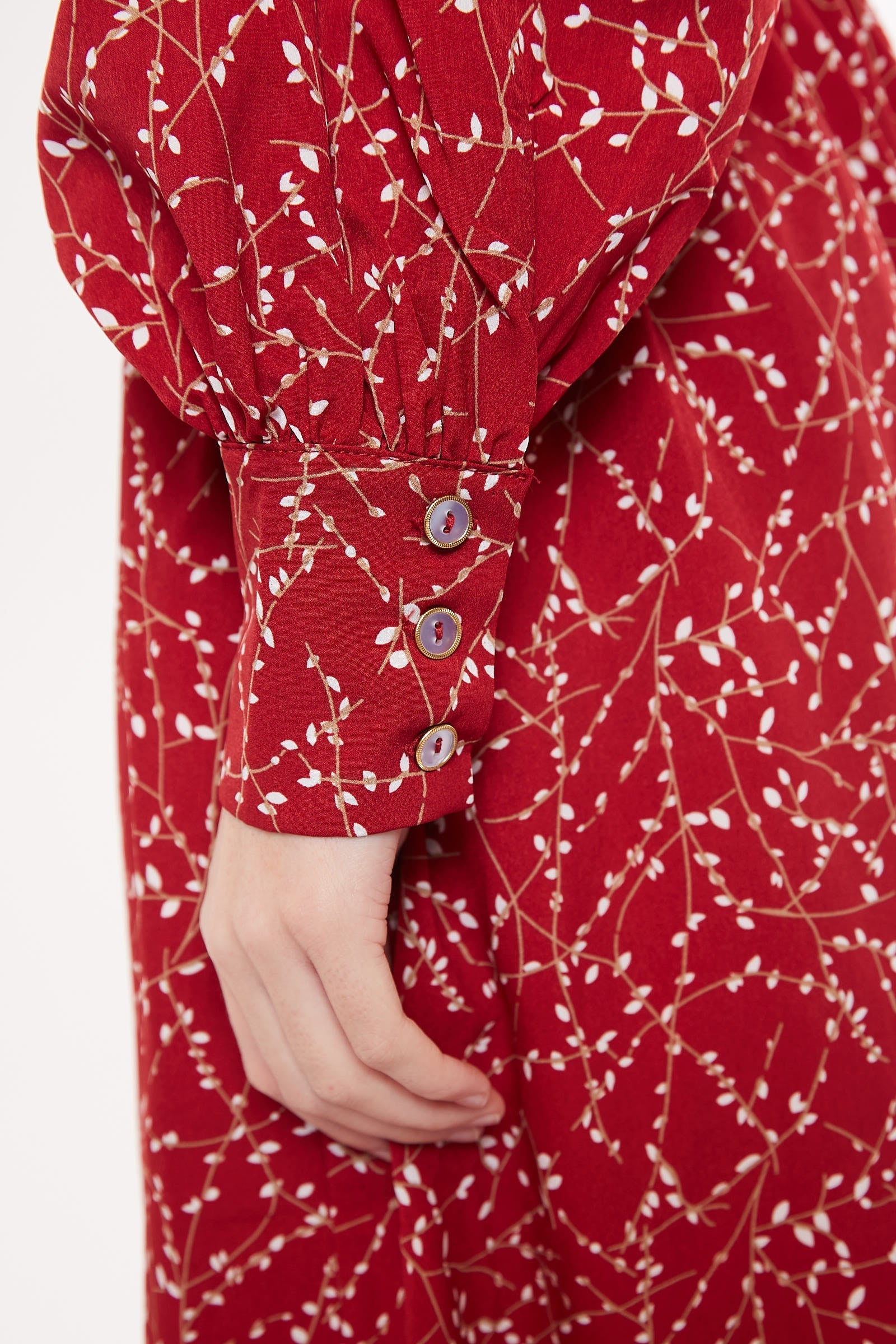 Louche Neelia Sprig Midi Dress - Burgundy (1)