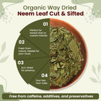 Organic Neem Leaf Cut & Sifted - Herbal Tea | Premium Dried Neem Leaves | USDA Certified | Non-GMO & Gluten Free | Origin India (4 oz)