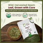 Organic Neem Leaf Cut & Sifted - Herbal Tea | Premium Dried Neem Leaves | USDA Certified | Non-GMO & Gluten Free | Origin India (4 oz)