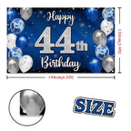 Nelbiirth 44th Birthday Banner Backdrop - Blue & Silver