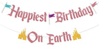 Nesinpa Happiest Birthday On Earth Banner – Castle Theme, Rose Gold