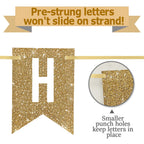 Netnology Gold Happy 21st Birthday Banner – Pre-Strung, 12 ft Glittery Party Sign
