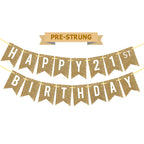 Netnology Gold Happy 21st Birthday Banner – Pre-Strung, 12 ft Glittery Party Sign