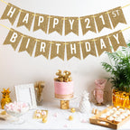 Netnology Gold Happy 21st Birthday Banner – Pre-Strung, 12 ft Glittery Party Sign