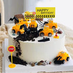Nevperish 18-Piece Construction Cake Toppers Set: Trucks, Tower Crane, Traffic Signs & Birthday Cupcake Toppers