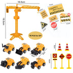 Nevperish 18-Piece Construction Cake Toppers Set: Trucks, Tower Crane, Traffic Signs & Birthday Cupcake Toppers