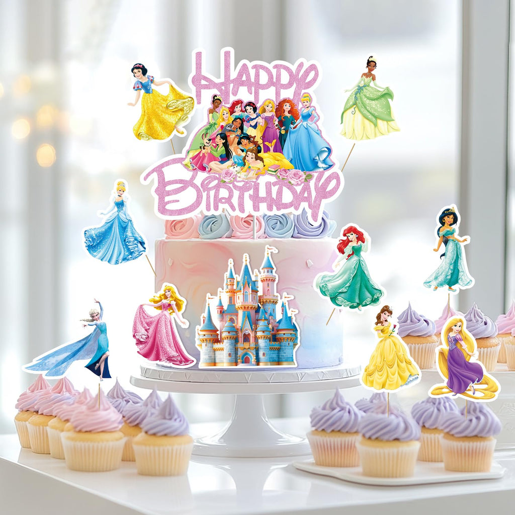 NEW BARLEY Princess Cake Topper – 11-Piece Princess Cake Decorations for Cakes, Cupcakes & Desserts