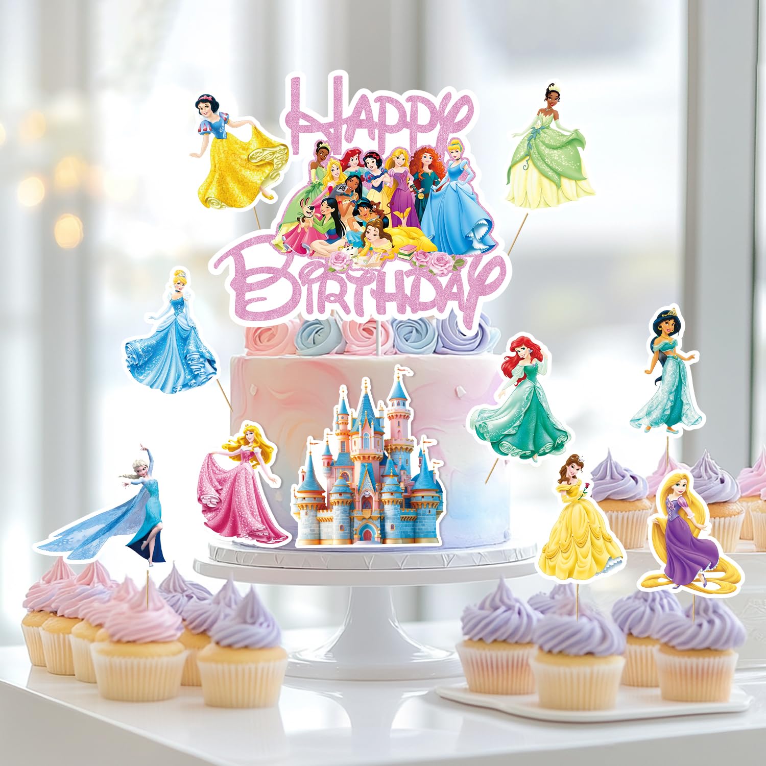NEW BARLEY Princess Cake Topper – 11-Piece Princess Cake Decorations for Cakes, Cupcakes & Desserts
