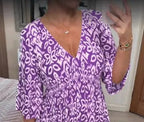 New Plus Size Super Fairy V-neck Floral Dress For Beach Vacation, Loose Long Skirt