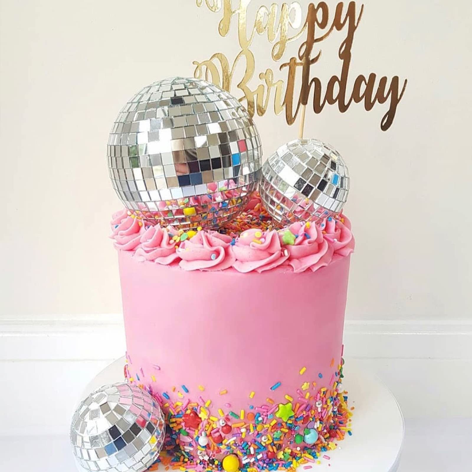 Newmemo 11pcs Disco Ball Cake Decorations – 70s Disco Theme Cake Toppers & Centerpieces