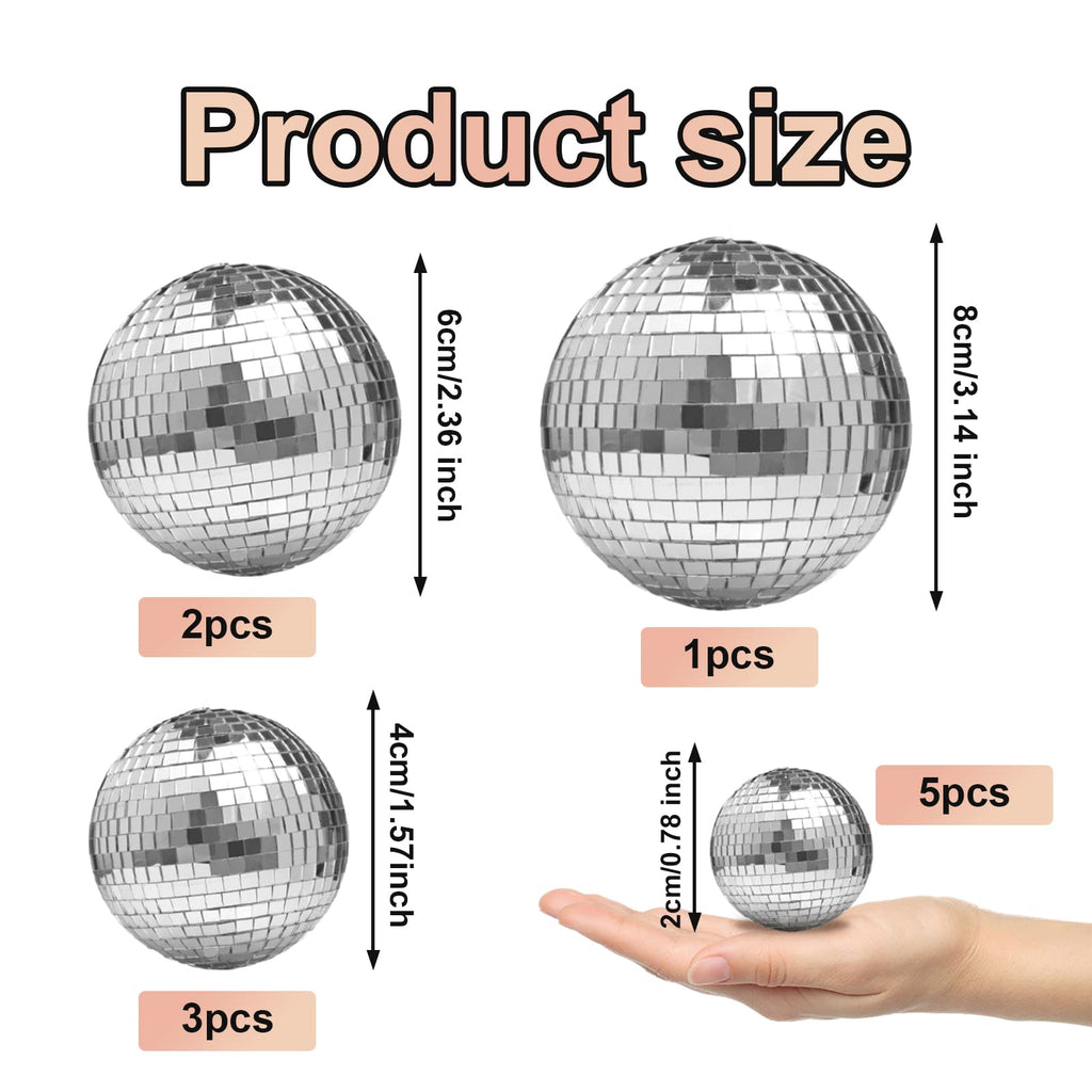 Newmemo 11pcs Disco Ball Cake Decorations – 70s Disco Theme Cake Toppers & Centerpieces
