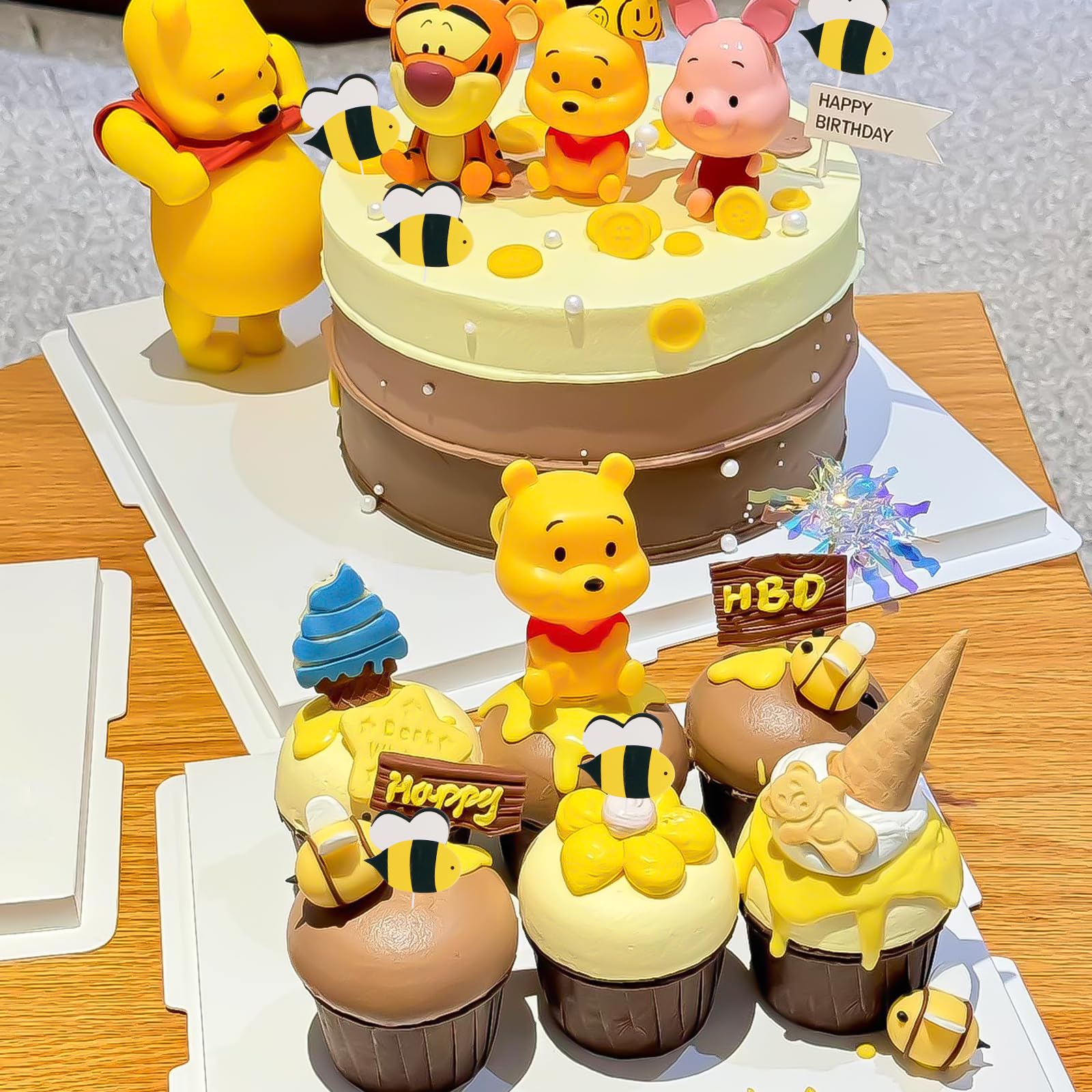 Newmemo Winnie Cake Toppers 12Pcs – Pooh Bear Birthday & Baby Shower Decorations